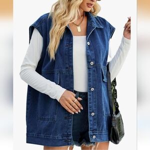 Denim Oversized Sleeveless Vest NWOT